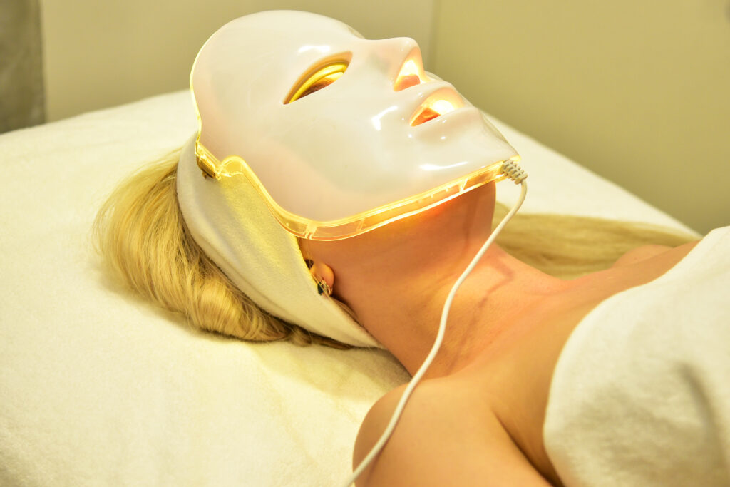 Woman undergoing LED light therapy