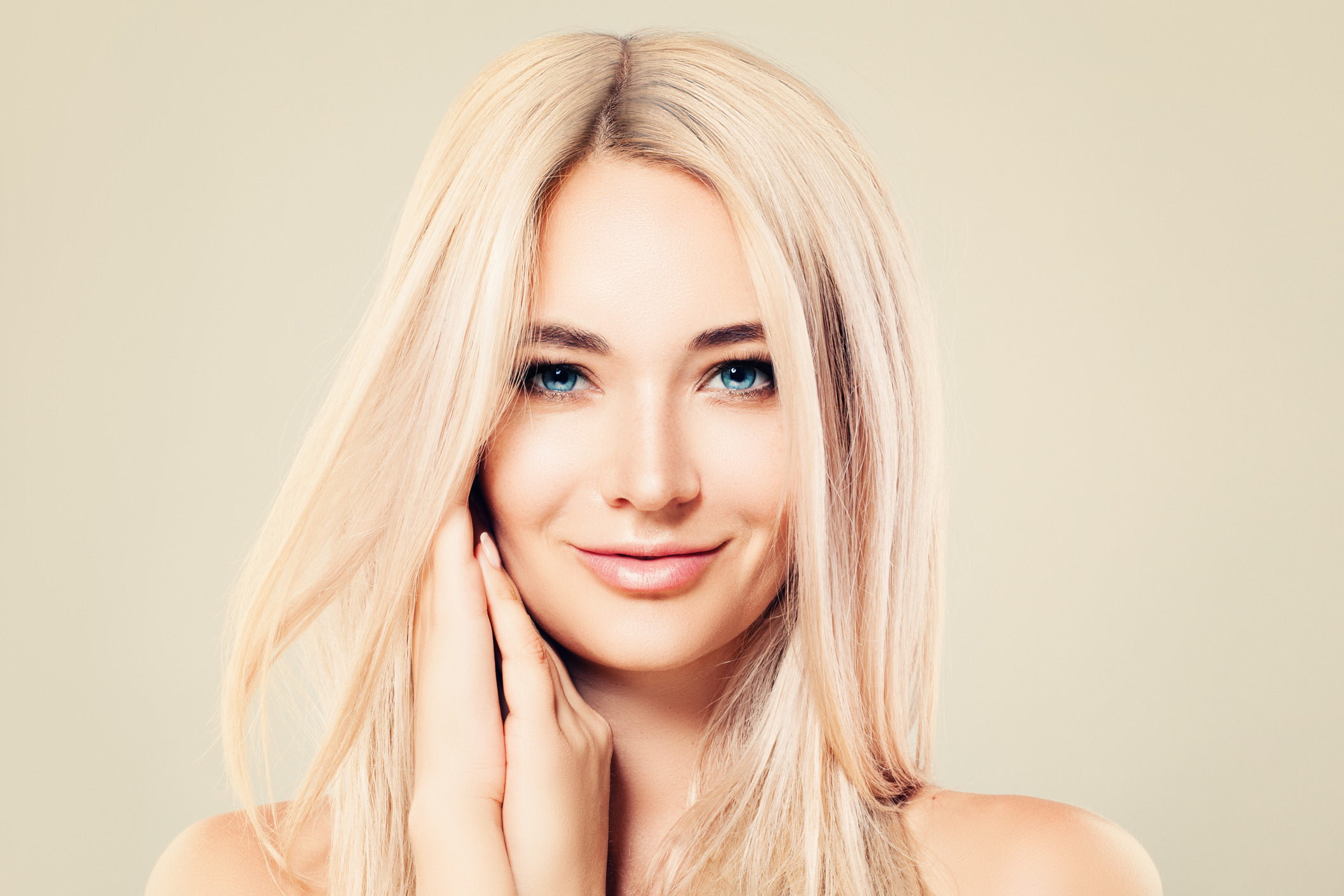 Woman with glowing skin after laser skin resurfacing